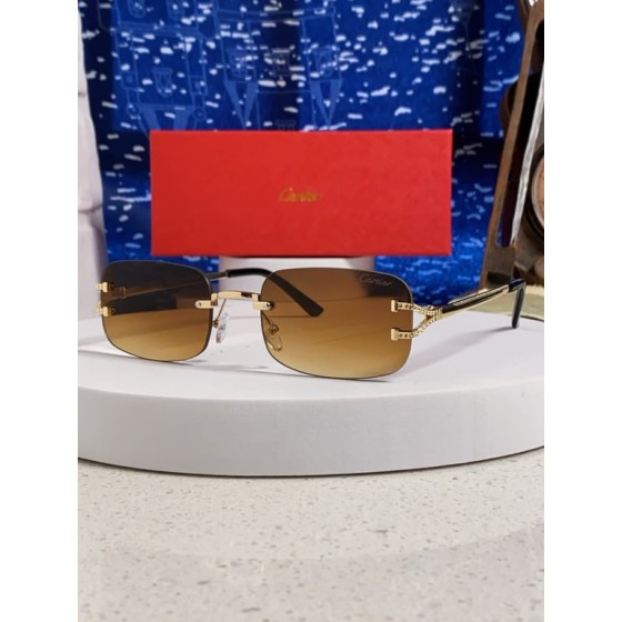 Cartier Gold-Tone Rimless Sunglasses with Brown Gradient Lenses